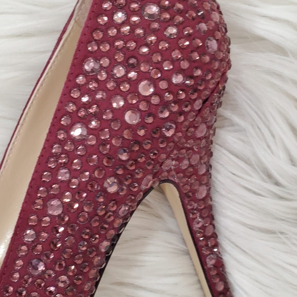 Nwot enzo angiolini purple rhinestones  evening  peep  toe platform pump heels - Picture 3 of 13